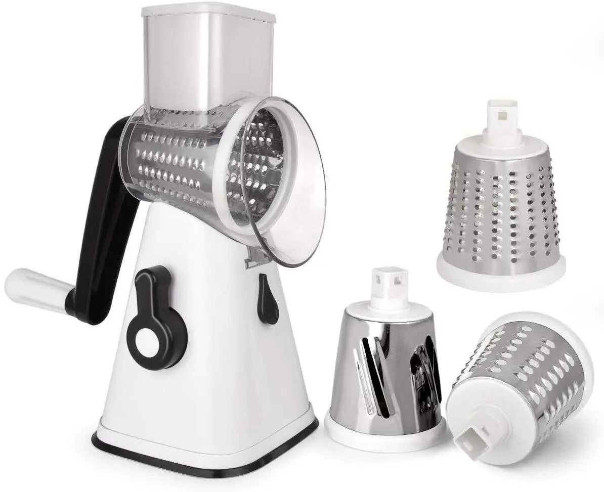 Rotary Cheese Grater Handheld Vegetable Chopper Mandoline Slicer Nut Grinder Easy Cleaning Shredder for Kitchen with 3 Round