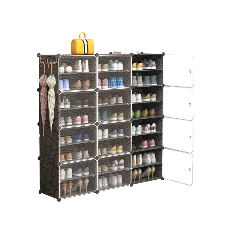 Plastic Modern Foldable Shoe Rack Soft Play Living Room Furniture Portable Shoe Cabinet Extendable Tool-free Assembly Home Hotel