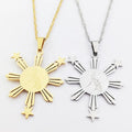 Philippines Map Pendant Necklace Stainless Steel Philippine Island Map Sun Star Necklace Gold Philippine Pride Joyas De Plata