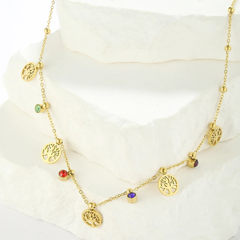 Ivanda Anniversary Unisex Hot Summer Waterproof Jewelry Stainless Steel Gold Plated Crystal Rhinestone Charms Choker Necklaces