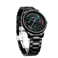 NIBOSI 2392 Black Quartz Watches Waterproof Chronograph Stainless Steel Band Wristwatch