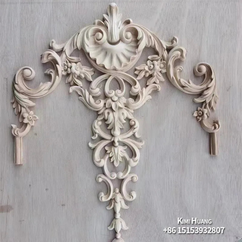 Home Interior Designed Wooden Decor Carvings Solid Wood Onlays and Appliques 3D for Wall and Furnitures