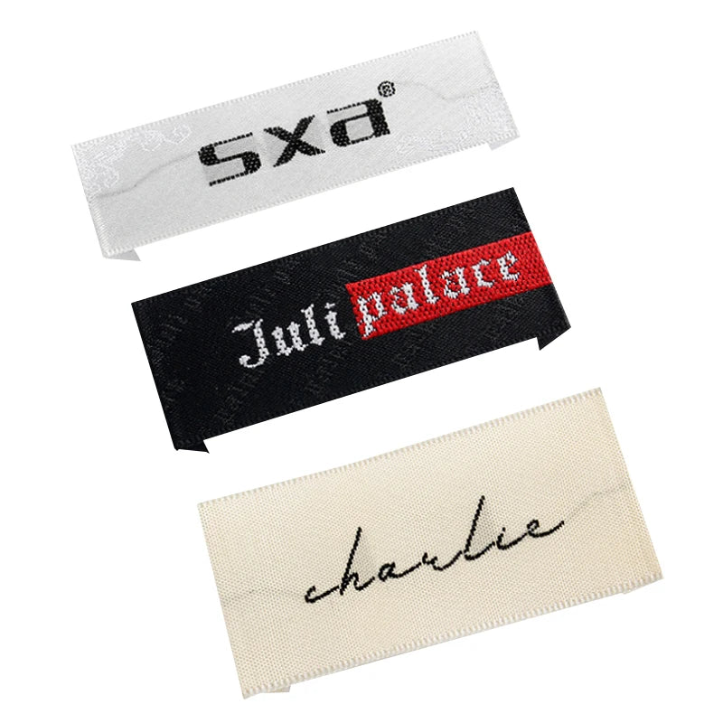 Free Sample Custom Cotton Woven Handmade Garment Embroidery Tags logo t Shirt Boutique Sew Cheap Fabric Satin Clothing Labels