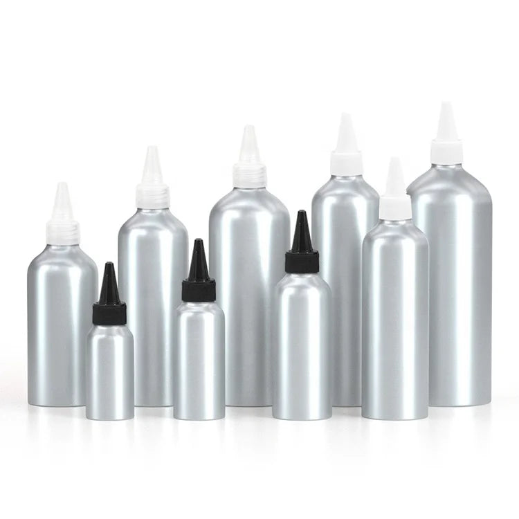 YANSEN Wholesale Aluminum Bottle with Pump Sprayer Lid 30-1000ml Pointed Mouth Seal for Cosmetic Use Screen Printed