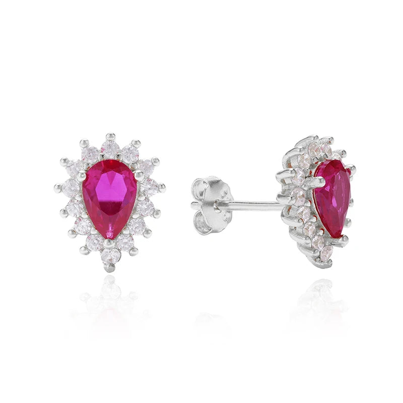 Trendy 18K Gold Plated 925 Sterling Silver Drop Shaped Stud Earrings Stylish Wedding Anniversary Party Gift Jewelry