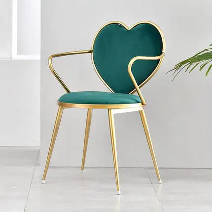 Commercial Furniture  Heart Chair Green Velvet Vanity Chair Dressing Manicure Chair