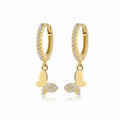 Luxury Gold Plated 925 Sterling Silver Butterfly Drop Earrings Fashion Women's Accessories for Weddings Wholesale