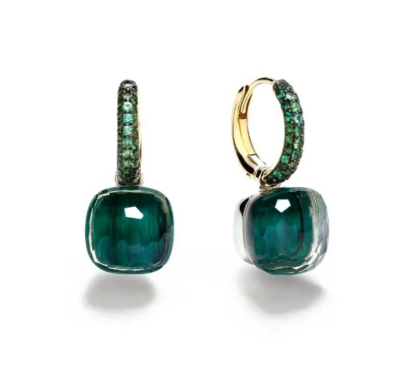 Milskye Personality Fashion Fine Jewelry for Women 925 Silver 18k Gold Olivine Malachite Delicate Earrings