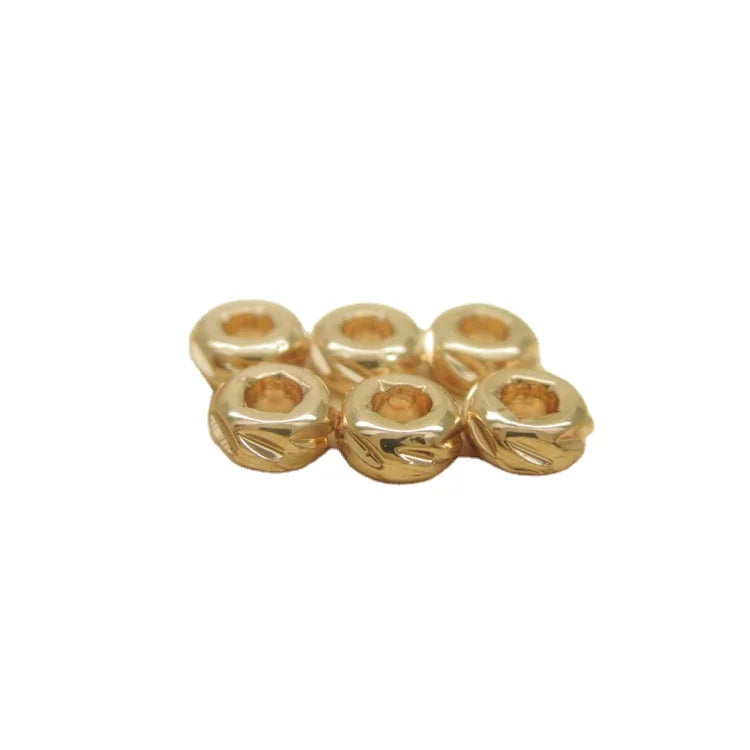 Wholesale 24K Triple Gold Plated Diagonal Stripe Roundle Small Spacer Beads Wheel Shape Jewelry Making Findings