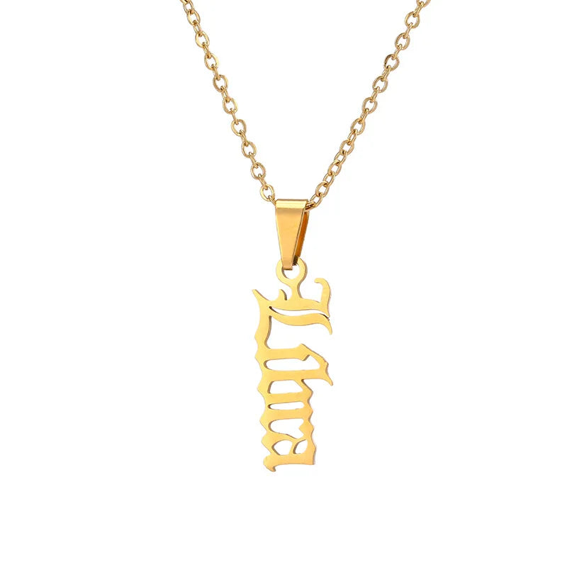BINSHUO Wholesale Custom Gold Plated Stainless Steel Jewelry Clavicle Chain Zodiac Letter Charm Pendant Necklace for Men Women
