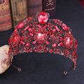 Large Red Rhinestone Tiara Crown Fashion Luxurious Pageant Crowns for Princess