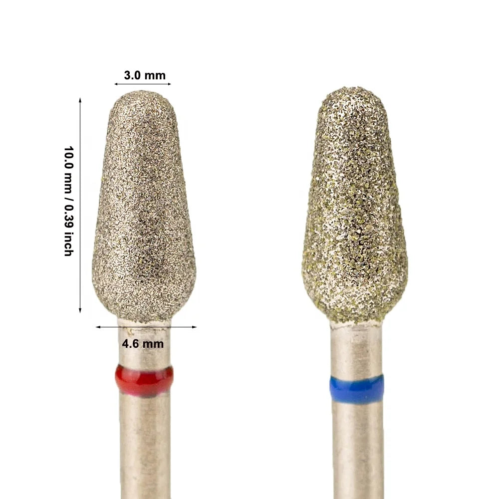 F M Smooth Top Rounded Bud Peanut Shape 4.6mm 3/32" Safety Manicure Russian Diamond Nail Drill Bits for Cuticle Clean