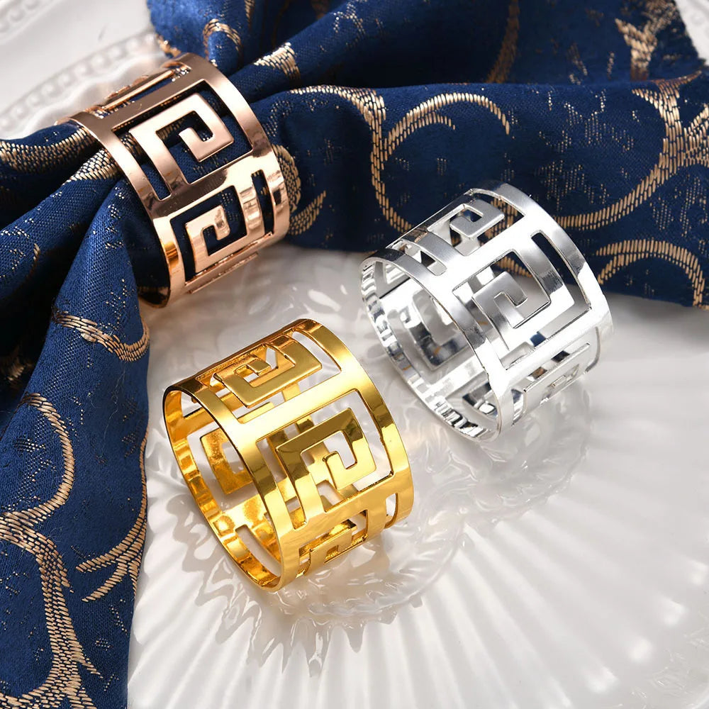 Wholesale G065 Wedding Party Napkin Ring and Holder Rose Gold and Silver Stainless Steel Stocked Feature