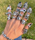 Hiphop Gothic Punk Heart Grog Skull Rings for Women Men Vintage Gothic Spider Rabbit Smile Face Ring Couple Fashion Jewelry Gift