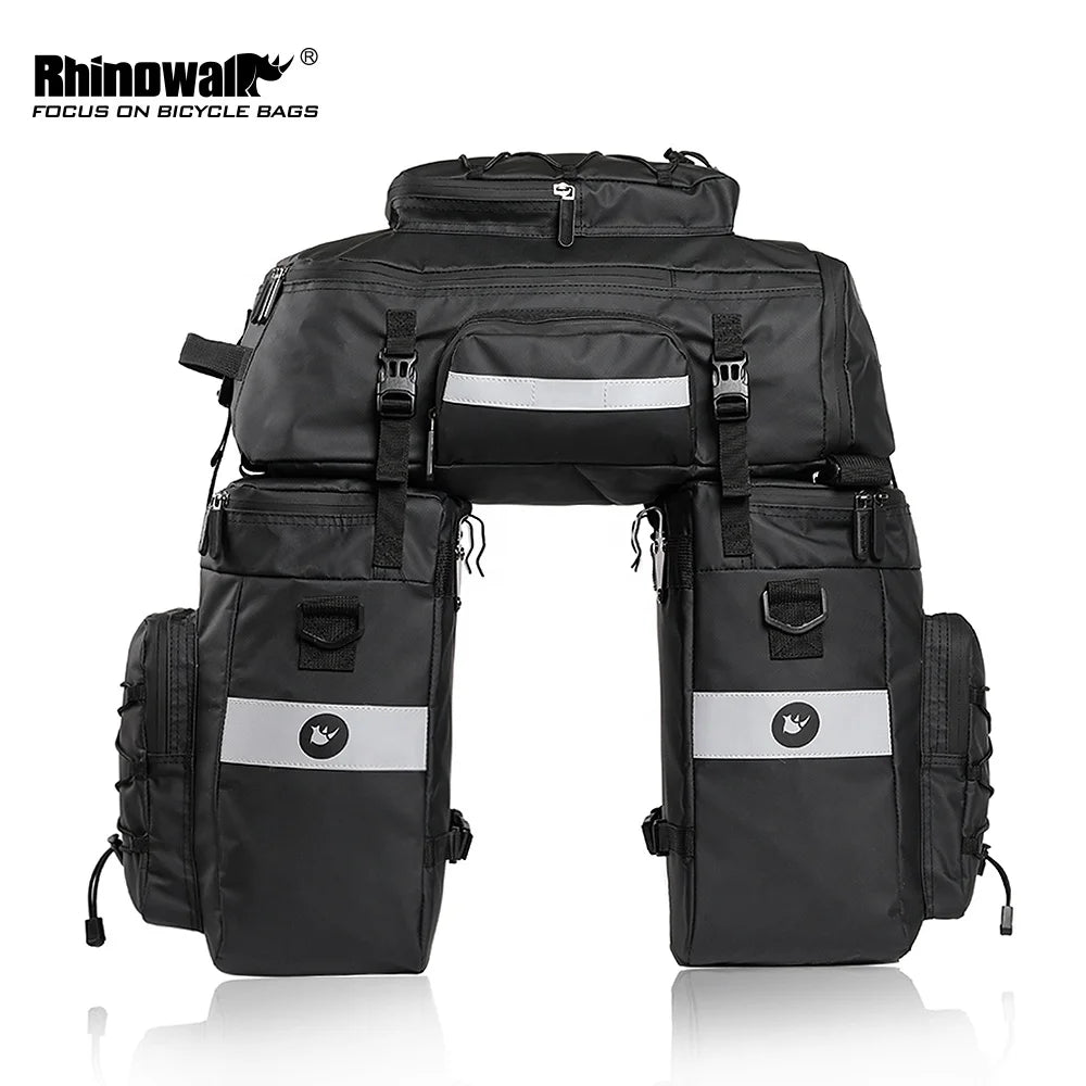 Rhinowalk 65L Waterproof Bicycle Travel Saddle Bag 3 in 1 Bicycle Pannier Bags