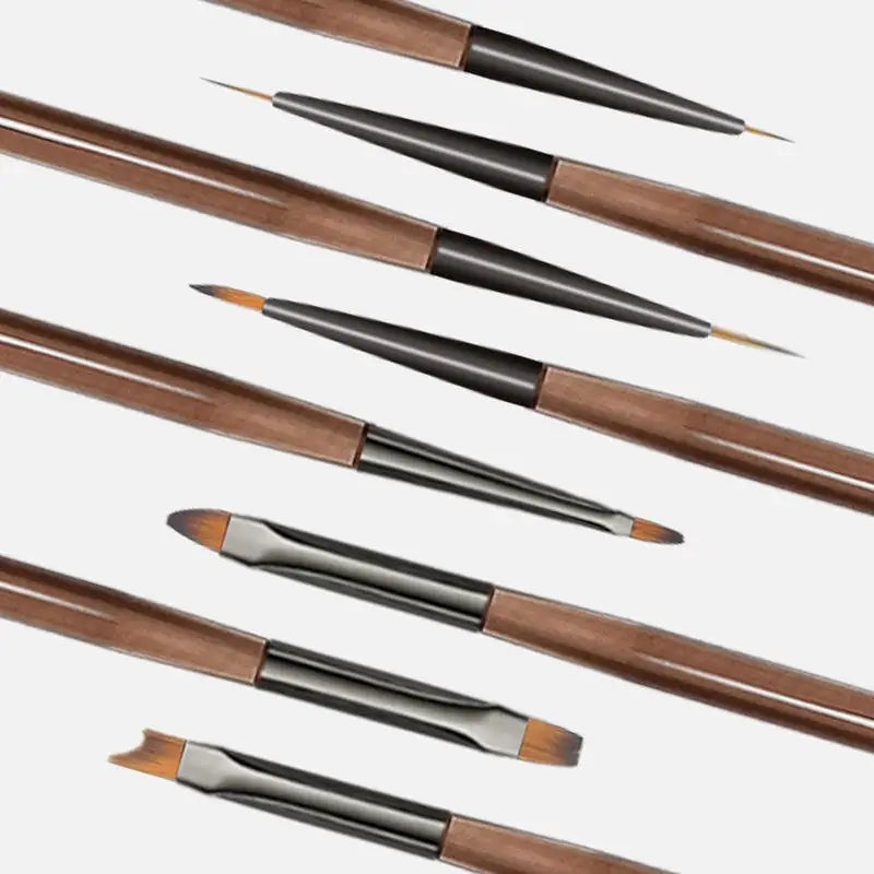 High-end Brown Color Acrylic Handle Ombre Brush Nail Art Tools 9pcs/set Professional Supplier