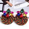 2024 Colorful Crystal Earrings High-quality Ethnic Rhinestone Handmade Round Drop Earring Summer Jewelry Accessories for Women