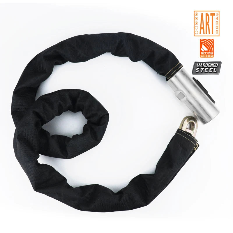 120Db Alarm Anti Theft Security Bicycle Chain Lock 12mm Reinforced Hardened Smart Motorcycle Chain Lock