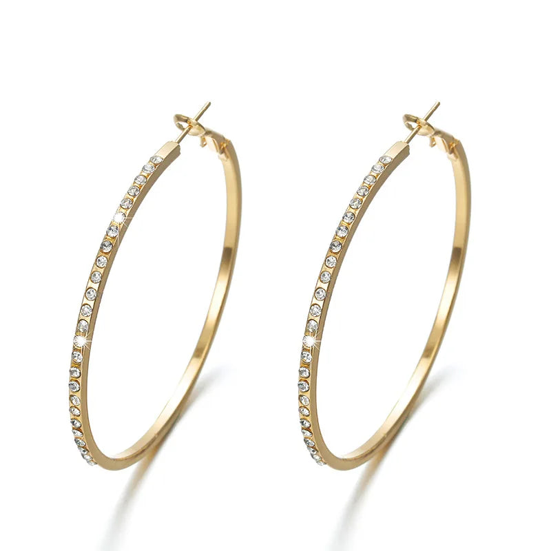 2025 Statement Jewelry Diamond Crystal Round Dangle Earrings 925 Sterling Silver Plated Rhinestone Hoop Earrings Gifts for Her