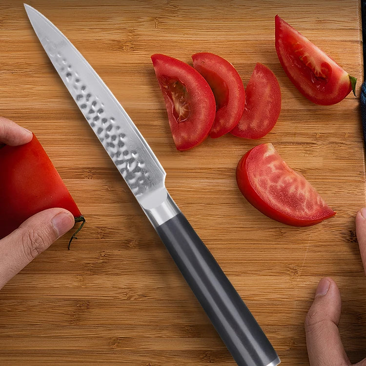 Premium 67-Layer Carbon Steel Utility Knife 10Cr15CoMoV Core Ebony Wood Handle Ambidextrous High-Polish Finish Kitchen Knife
