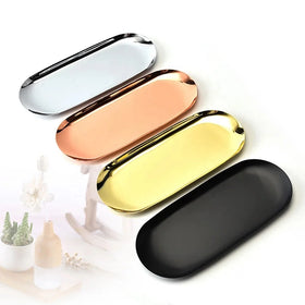 New Colorful Metal Storage Tray Gold Oval Dotted Fruit Plate Small Items Jewelry Display Tray Mirror Storage Tray Home Storage