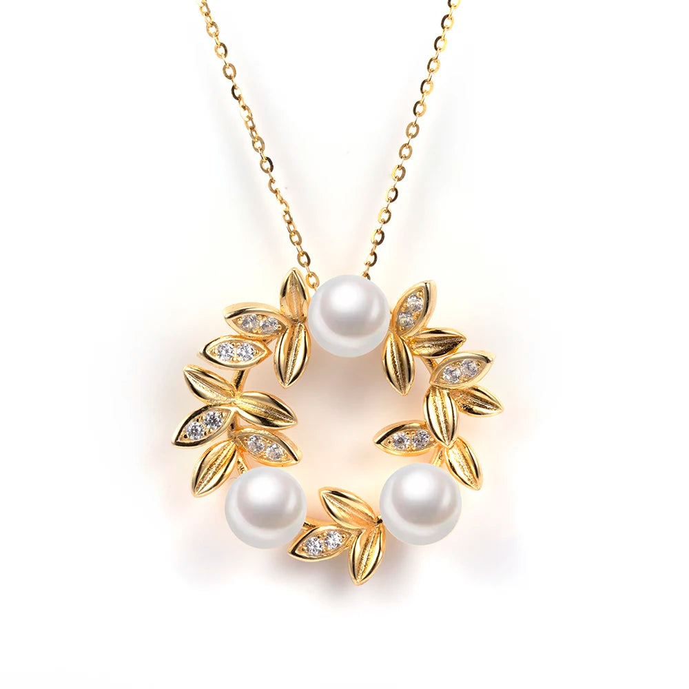 Messi Customization 18K/14K/10K/9K/Silver Natural Akoya Feather Gold Seawater Pearl Necklace