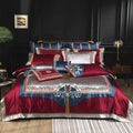ODM/OEM Palace Style 100% Cotton Cozy Red Embroidery King Size Pillow Cases & Quilt Cover Set Home Textile Bedding All-Season