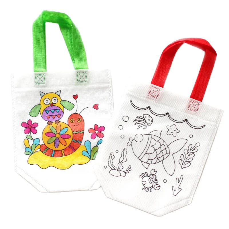 Wholesale Children's Drawing Diy Toy Gift Non-woven Color-filled Handbag Children's DIY Eco-friendly Graffiti Bag