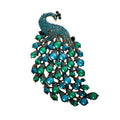 Rhinestone Peacock Brooch Fashion Exquisite Exaggerated Blue Green Crystal Bird Animal Brooches