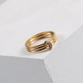 Fenny Stainless Steel Jewelry Permanent Oval Eye Shape Three Layered Ring for Women 18K Gold Plated Wholesale Jewelry