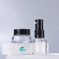 Thick Skincare Packaging 15ml 30g Slanted Shoulder Shape Transparent Lotion Pump Bottle Cosmetic Glass Cream Jar
