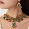 European American Retro Ethnic Women's Necklace Earrings Set Antique Bronze Bohemia Elegant Exaggerated Hollow Tassel Main Alloy