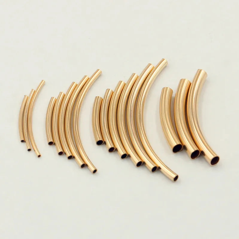 GP US Curved Tube Beads 14k Gold Filled Permanent Jewelry Chains Making Bracelets Necklaces Wholesale