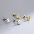 Tiny Sunflower Cartilage Earrings 925 Sterling Silver Bezel Setting Zircon Sunflower Stud Earrings for Women