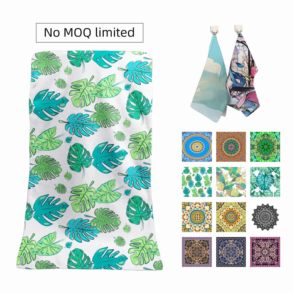 Hot Selling Popular Custom Comfortable Digital Sublimation Printed Quick Dry Microfiber Towel with logo