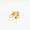 High End 18K Plain Gold Layered Artistic Lines Cross Knot Rings Stainless Steel Vintage Simple Gold Plated Fashion Jewelry