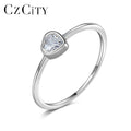 CZCITY Lady Fashion Wedding Party Jewelry Women Sterling Silver Shining Heart Cz Engagement Ring