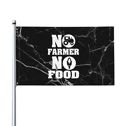 3x5 Ft No Farmer No Food Banner Black Marble Tractor Corn Logo Farm Community Outdoor Flag Wholesale