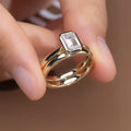 Custom Design MSR-1376 Women Engagement Wedding Brand Jewelry 14k 18k Gold Band Ring Set Emerald Cut Lab Grown Diamond Ring