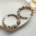 Sexy Big Bamboo Shape Big Iron Hoop Earrings Leopard Print Earring Women