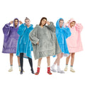 Customizable Hooded Large Size Lamb Wool Blanket Solid Pattern Lined Design Casual Home Clothes Flanged Lazy Hoodie Blanket