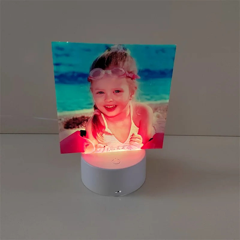 Hot Selling Sublimation Blank Acrylic Photo Frame Night Lamp Touch Lamp Stands with 15 Colors Changing