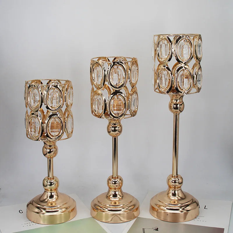 Hot Sale Handmade Single-Head Gold Crystal Candlestick Sunflower Home Decor Metal Hollow-out Valentine's Day Customize Brand