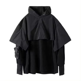 New Arrival Cyberpunk Style Solid Autumn Oversized Men's Cloak Hoodie Custom Embroidery Printing Unlined Work Usage Custom Logo