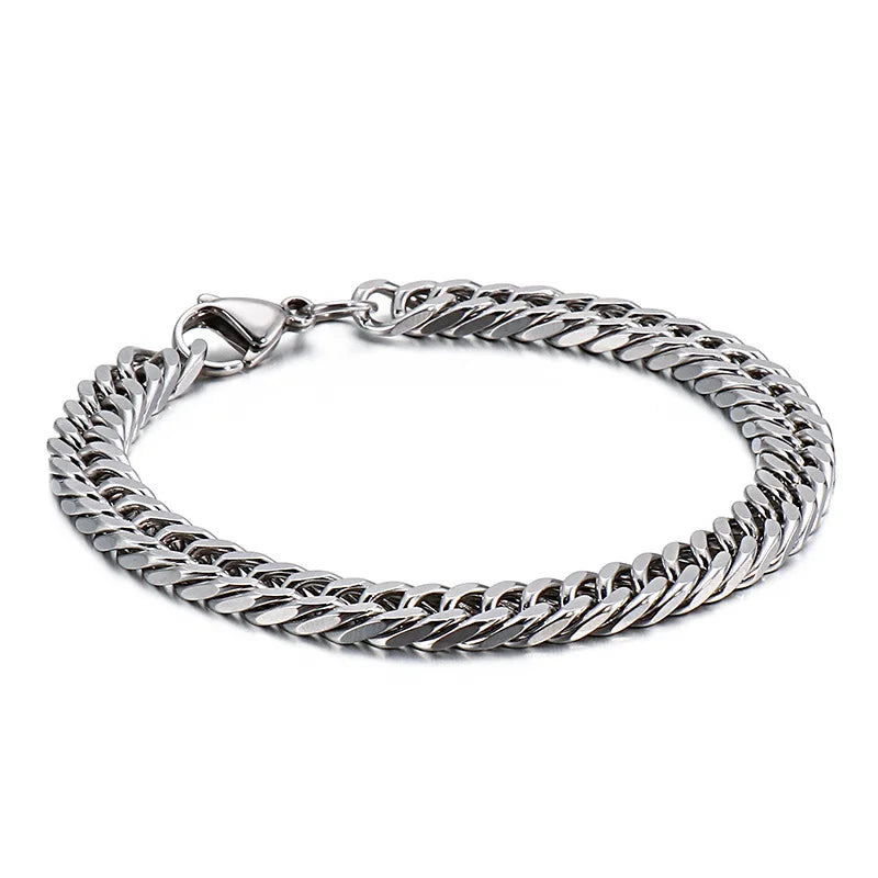 Wholesale Simple Basic Stackable Strap Accessories Stainless Steel Bracelet Multi-size Silver Chain Bracelet to My Son