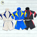 Huili Manufacturer Custom logo Color Block Two Piece Wind Breaker Jacket Light Weight Windbreaker Short Sets Men's Windbreaker