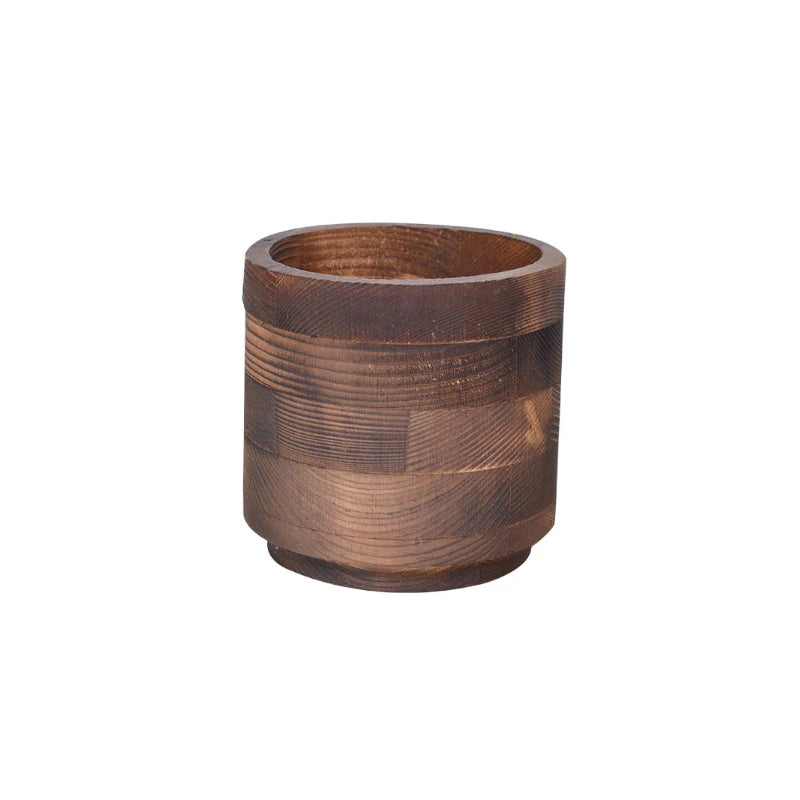 Home Office Decoration Wooden Flower Box Antique Round Wooden Planter Flower Pot