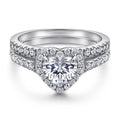 Women Luxury 925 Sterling Silver Wedding Ring Set Heart Shaped Claw Setting Rhodium Plated Engagement Ring Promise
