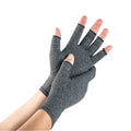 Customizable Half-Finger Compression Gloves Grey Polyester Anti-Stress Hand Therapy Pain Relief Magnetic for Arthritis