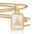 Stainless Steel Necklace Initials Gold Sea Shell Choker Pendant for Women Trendy Square Rectangle Initials Popular Ins Style